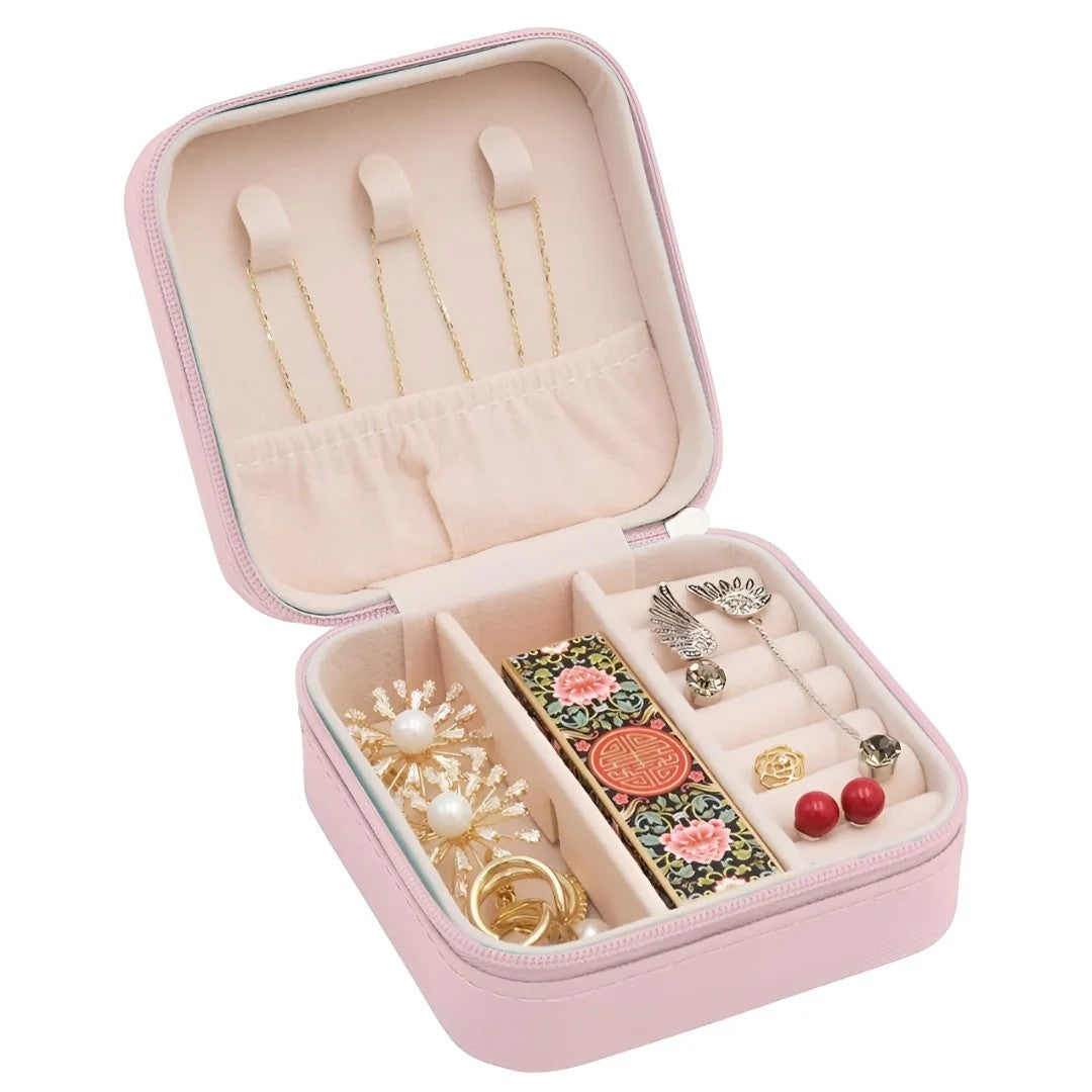 Masakali Jewellery Storage Box, PU Leather Jewellery Organiser For Women - Pink