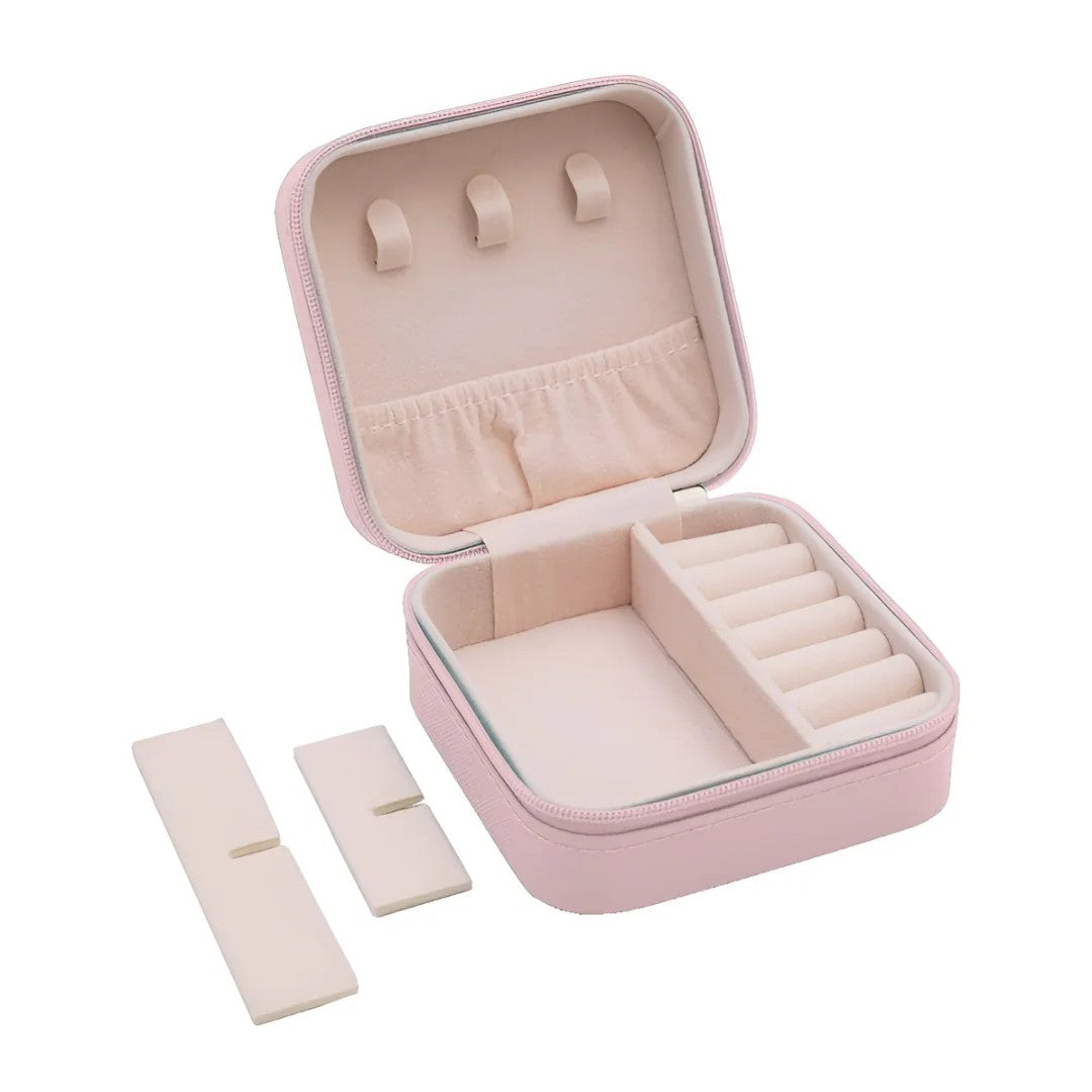 Masakali Jewellery Storage Box, PU Leather Jewellery Organiser For Women - Pink