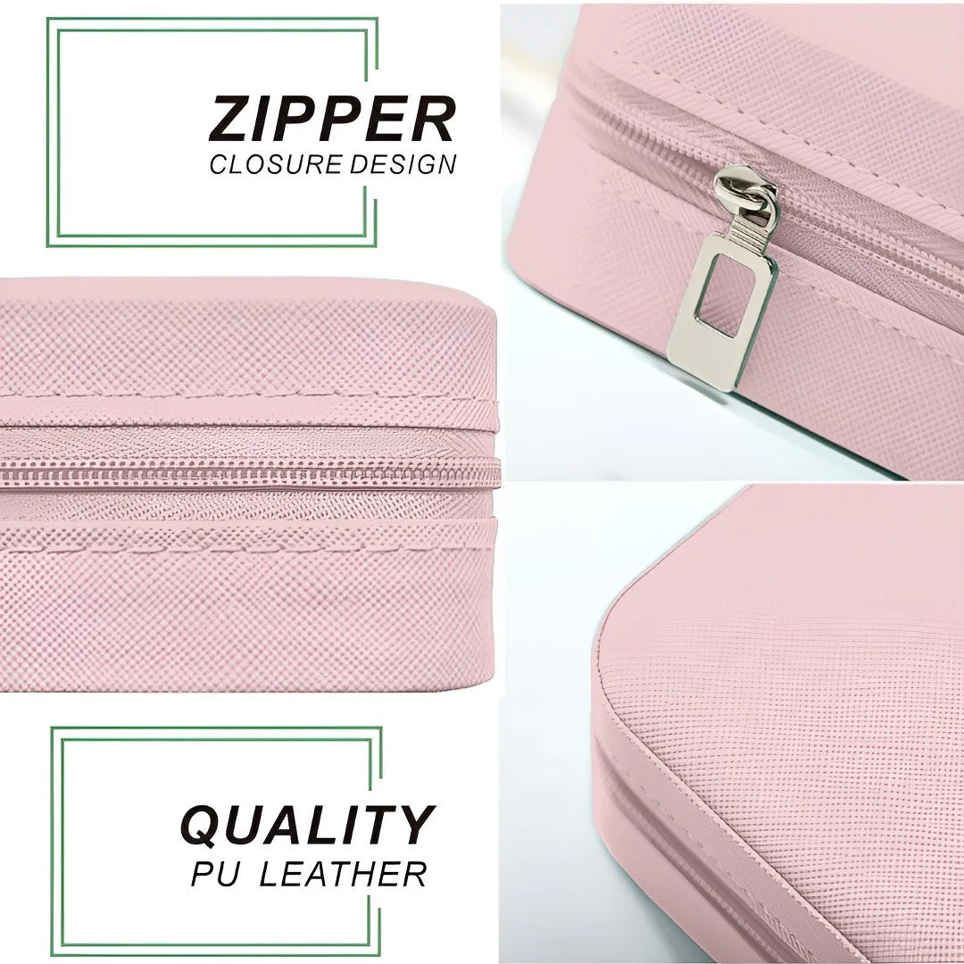 Masakali Jewellery Storage Box, PU Leather Jewellery Organiser For Women - Pink