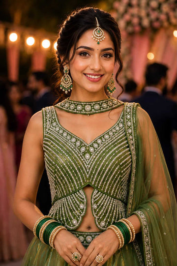 Masakali Premium Silk Fancy Lehenga (Mehndi)