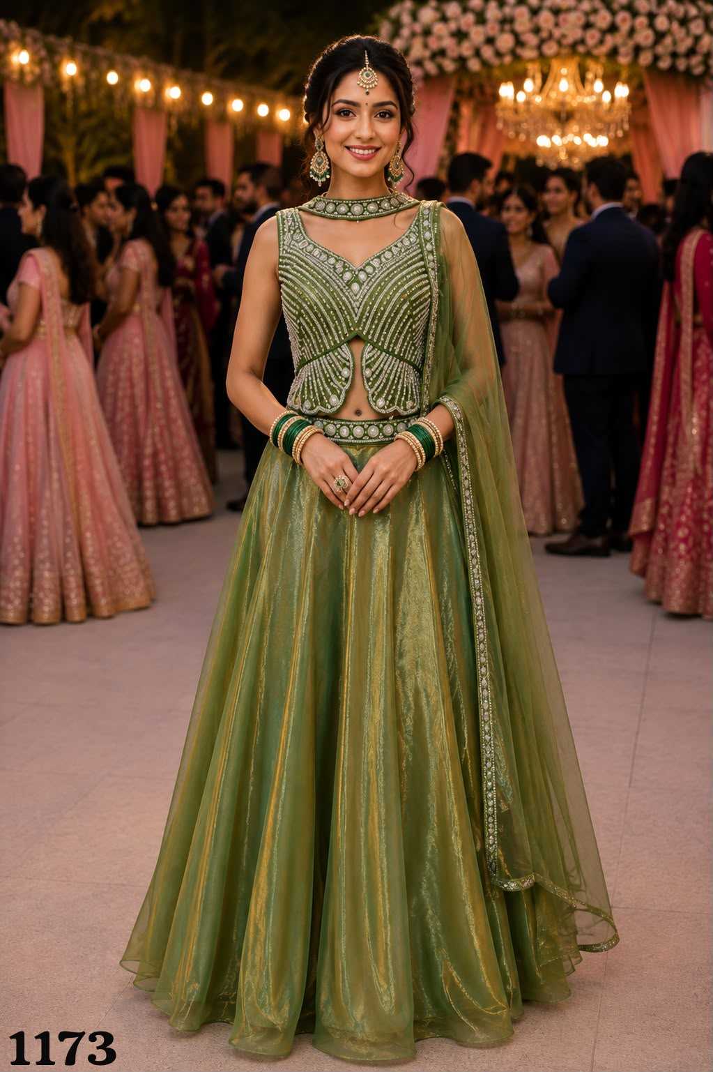 Masakali Premium Silk Fancy Lehenga (Mehndi)
