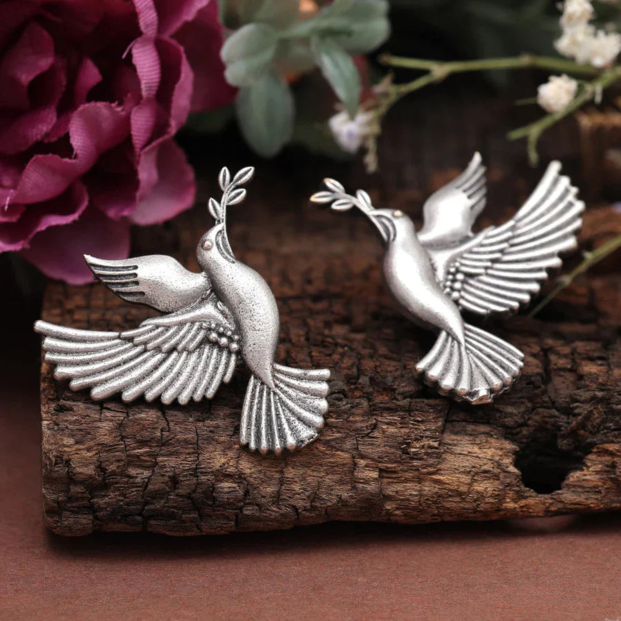 Masakali Silver-Plated Brass Pigeon Stud Earrings