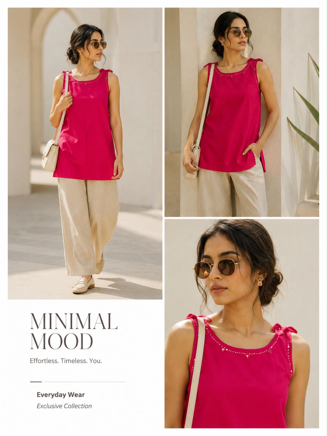 Masakali Solid Pink Dhabu Cotton Short Kurti