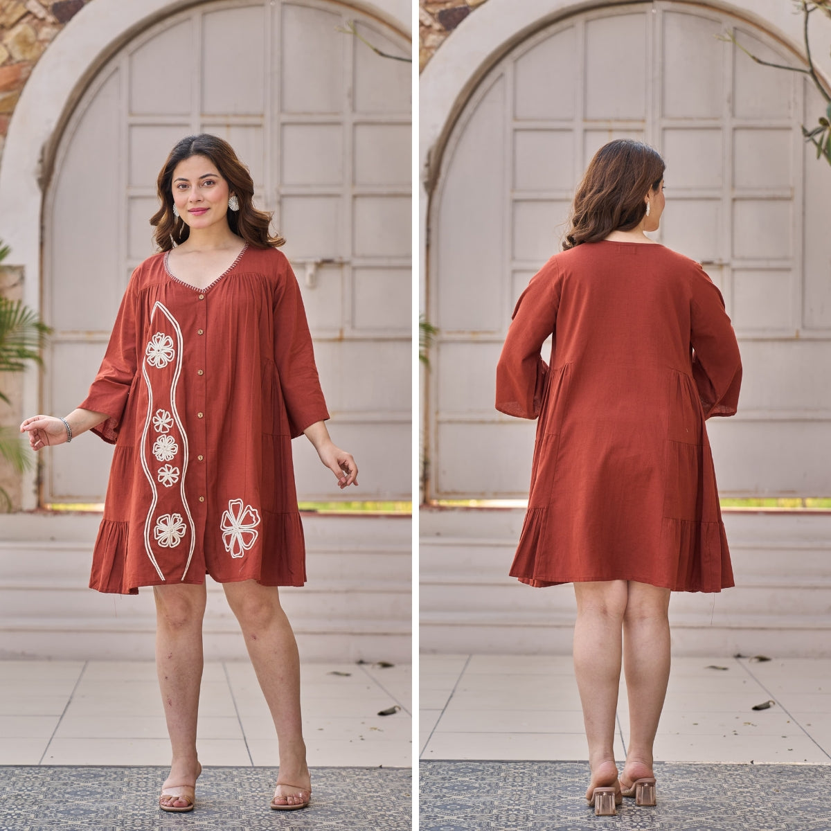 Masakali Western Embroidered Cotton Short Dress