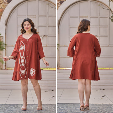 Masakali Western Embroidered Cotton Short Dress