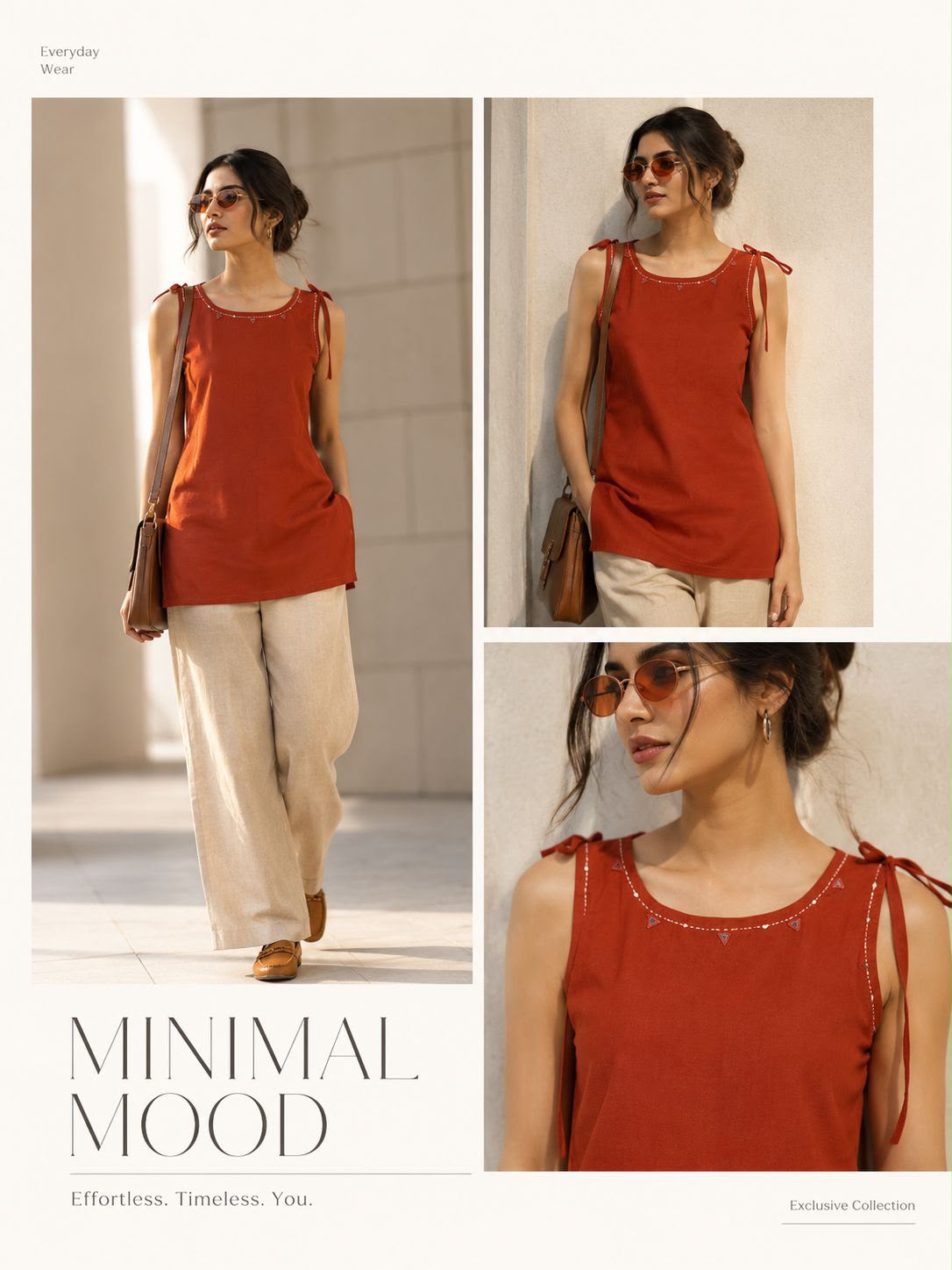 Masakali Women's Dhabu Cotton Top (Rust)