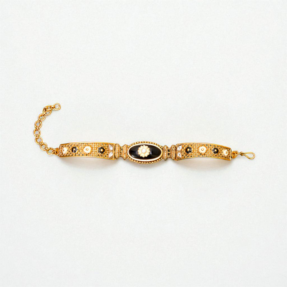 Matte Gold-Plated Designer Meenakari Bracelet