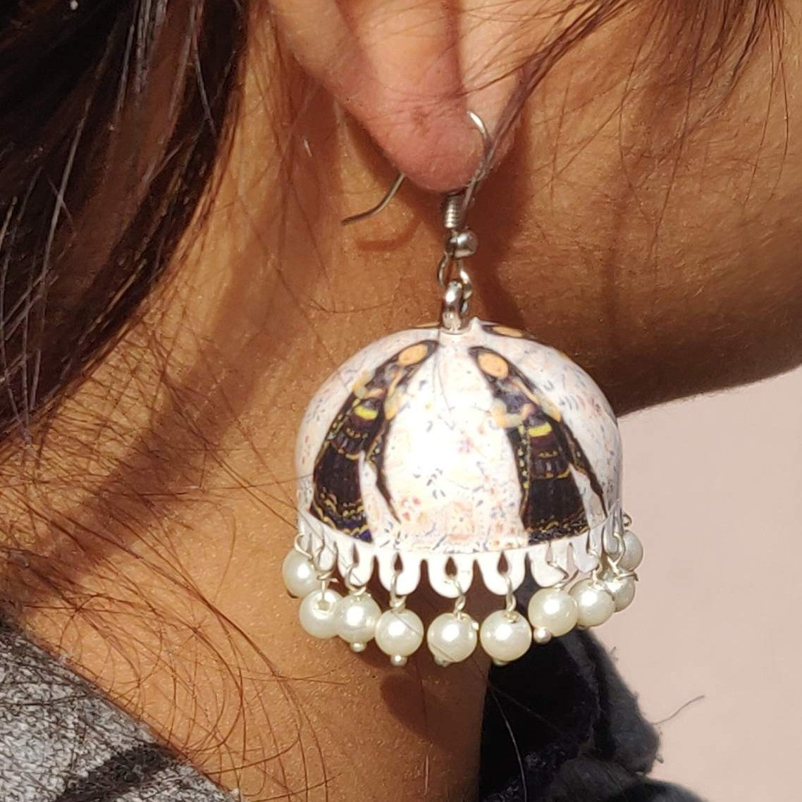 Meenakari Handpainted Jhumki Earrings For Women & Girls (MERDRP176)