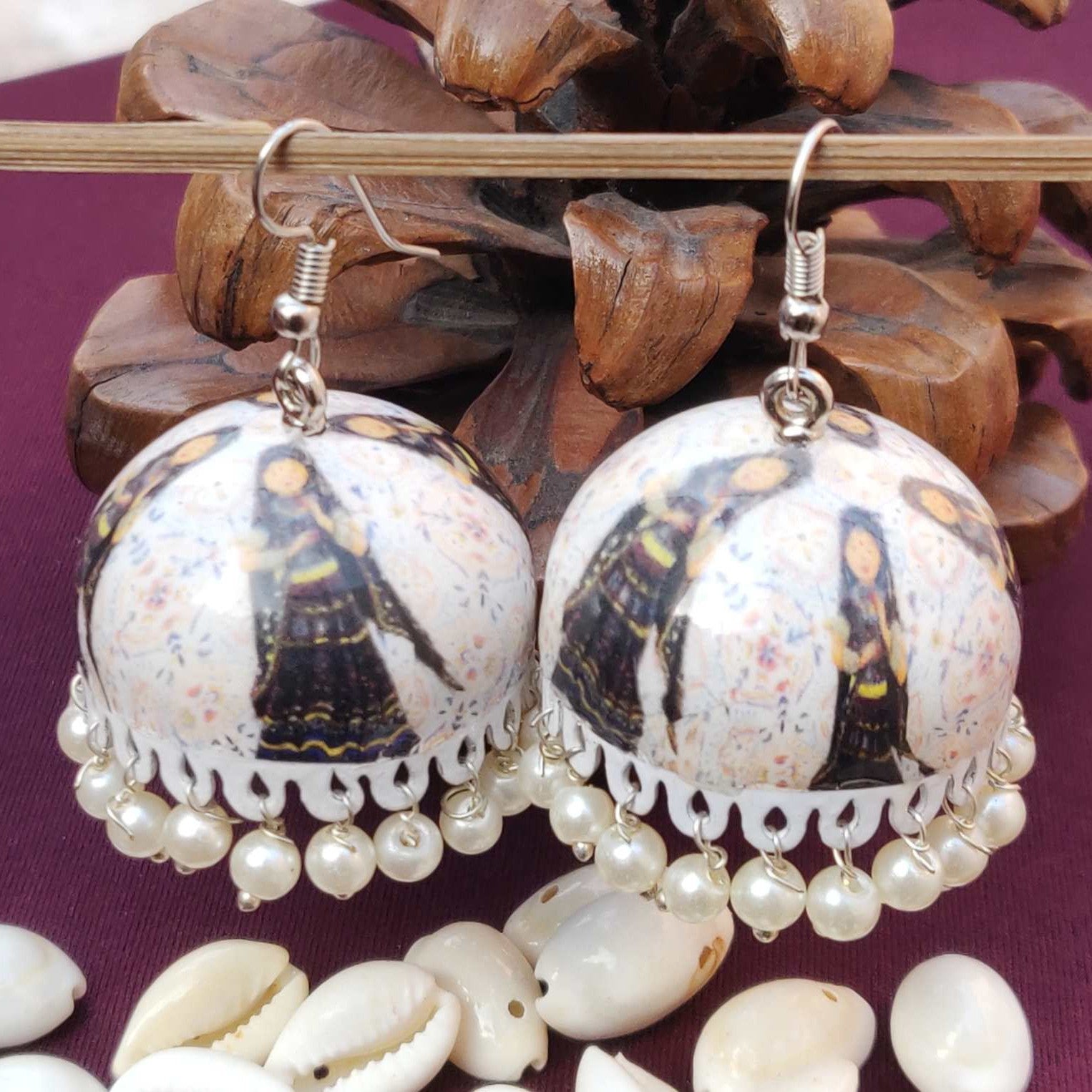 Meenakari Handpainted Jhumki Earrings For Women & Girls (MERDRP176)