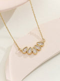 Multi-Tear Drop Baguette Pendant Chain Necklace, Stainless Steel Gold-plated Necklace