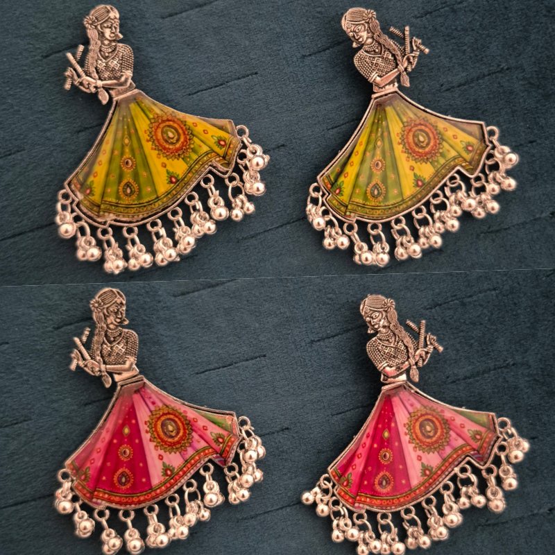 Navratri Dancing Doll Dandiya Earrings, Garba Dancer Jhumki