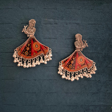 Navratri Dancing Doll Dandiya Earrings, Garba Dancer Jhumki