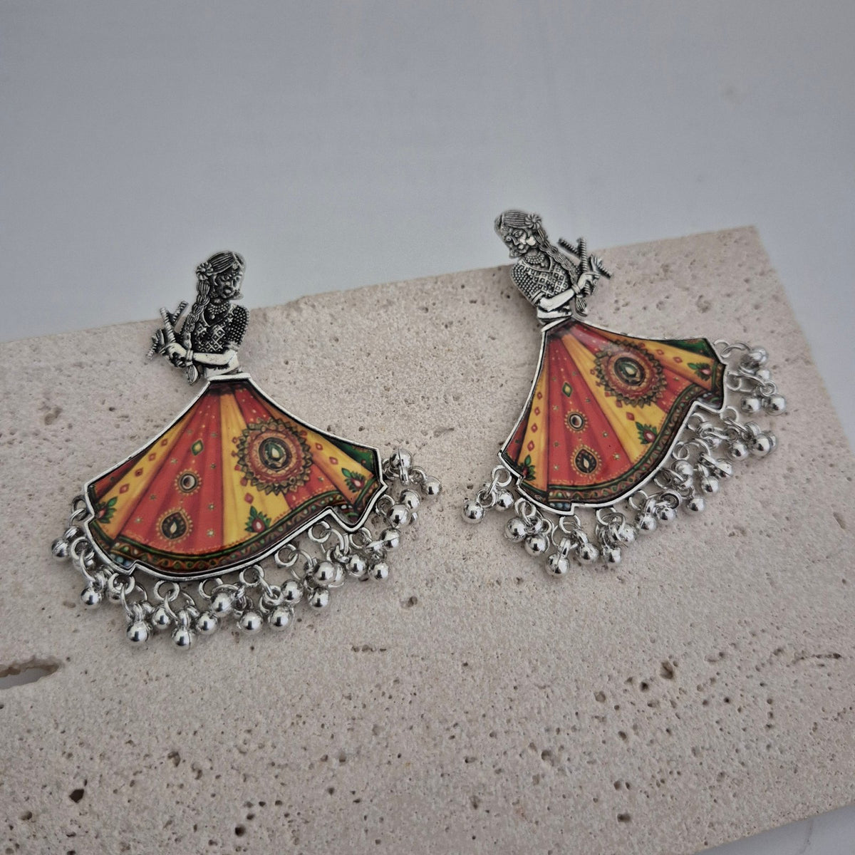 Navratri Dancing Doll Dandiya Earrings, Garba Dancer Jhumki