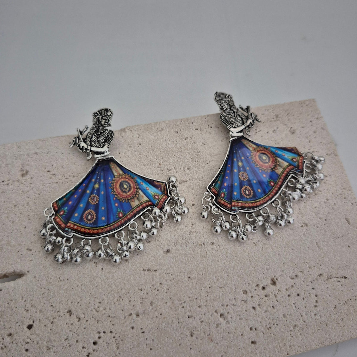 Navratri Dancing Doll Dandiya Earrings, Garba Dancer Jhumki