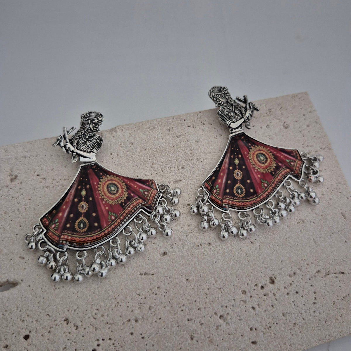 Navratri Dancing Doll Dandiya Earrings, Garba Dancer Jhumki