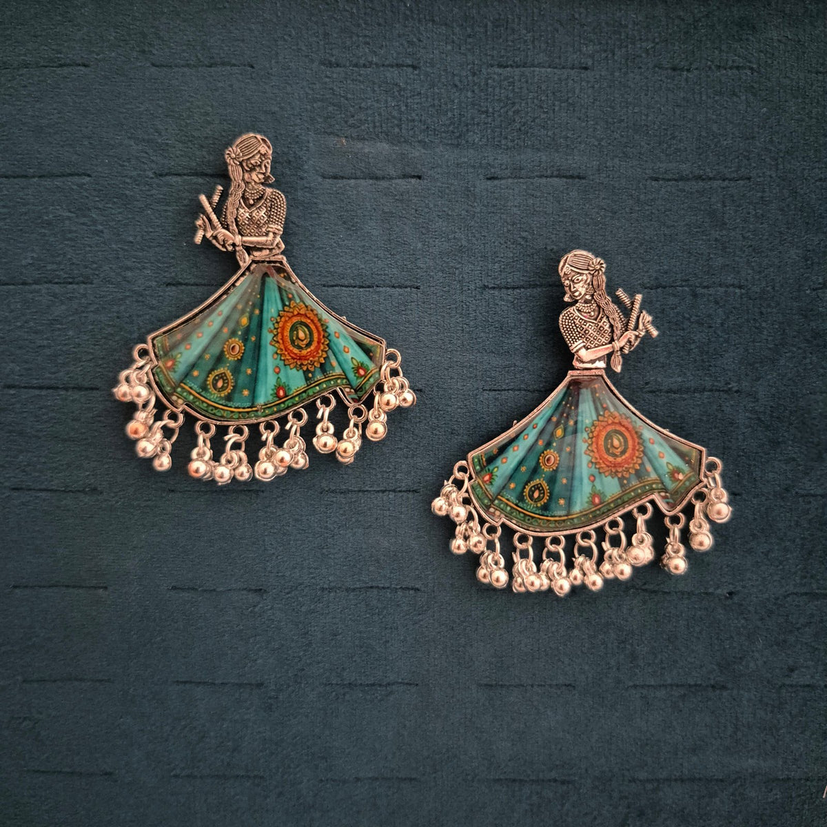 Navratri Dancing Doll Dandiya Earrings, Garba Dancer Jhumki
