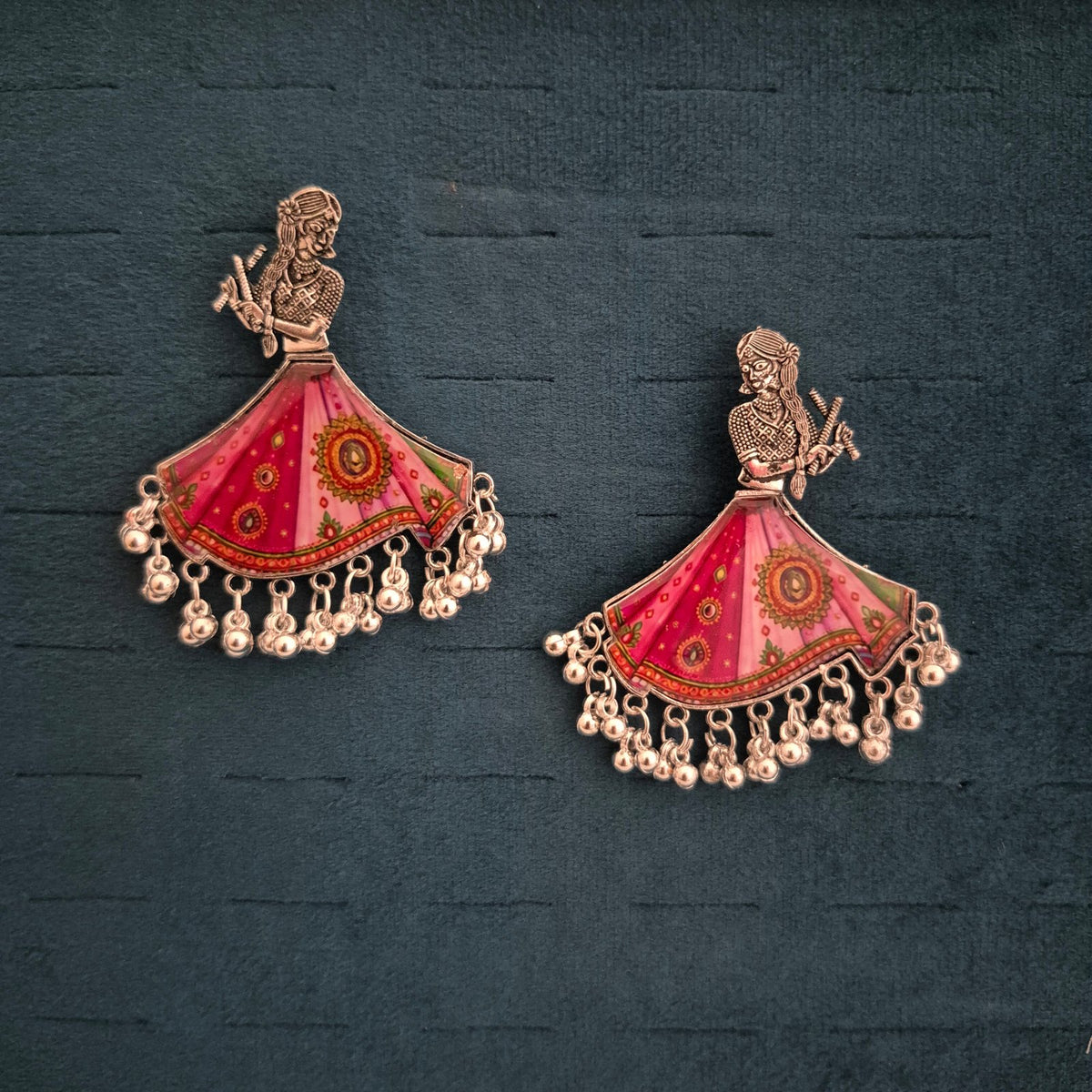 Navratri Dancing Doll Dandiya Earrings, Garba Dancer Jhumki