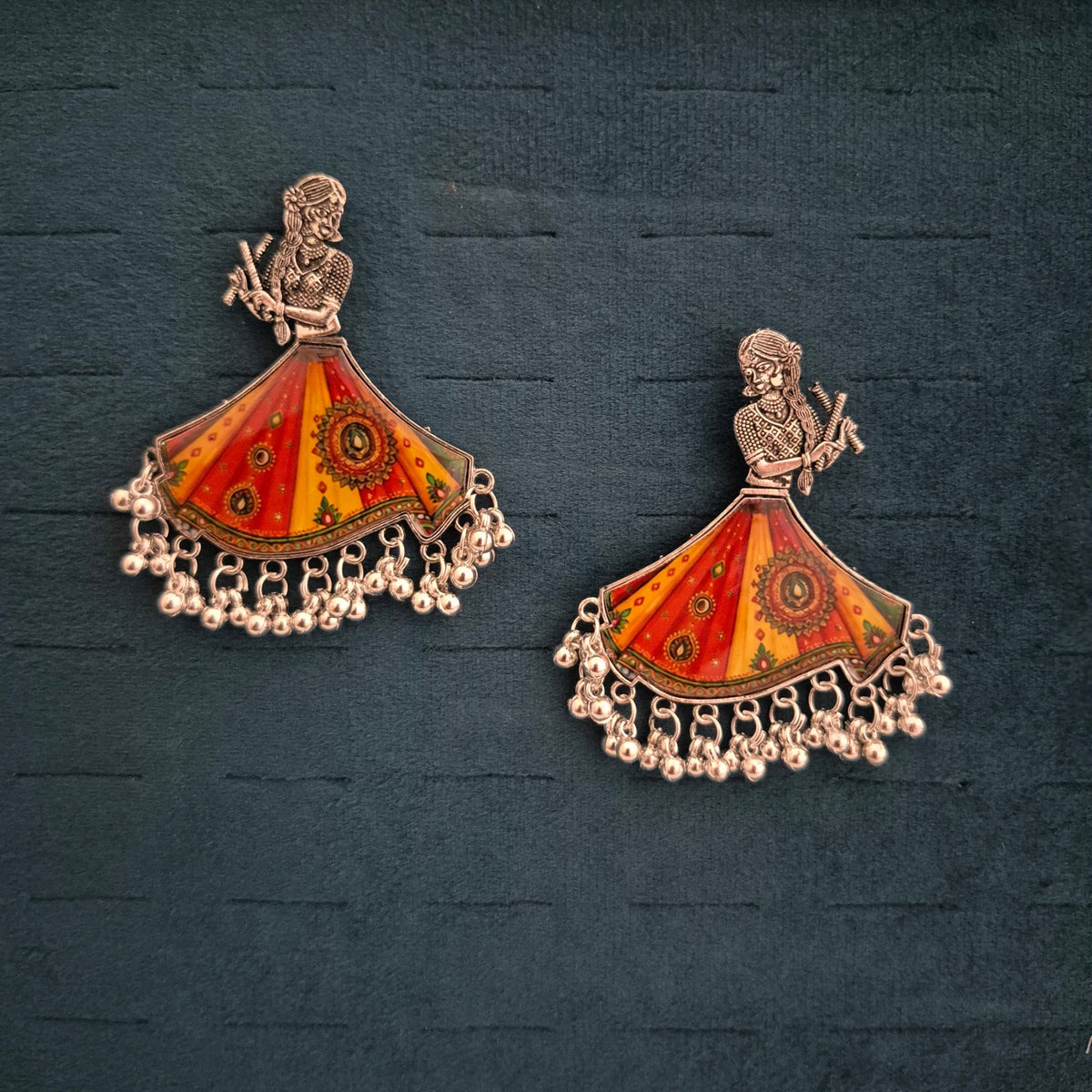 Navratri Dancing Doll Dandiya Earrings, Garba Dancer Jhumki