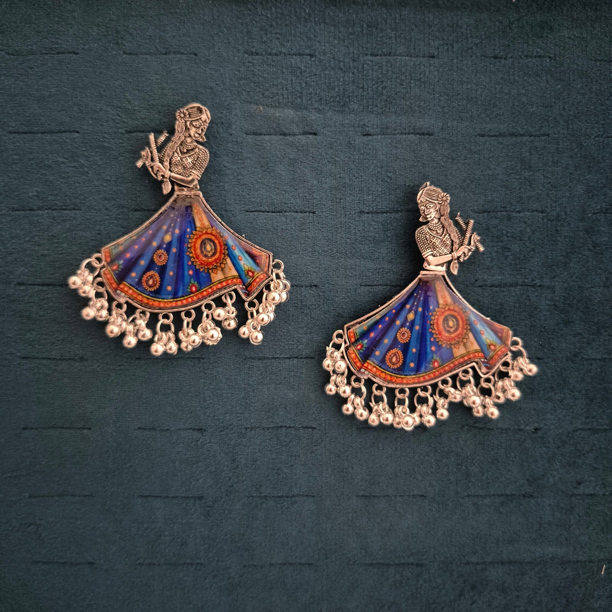 Navratri Dancing Doll Dandiya Earrings, Garba Dancer Jhumki