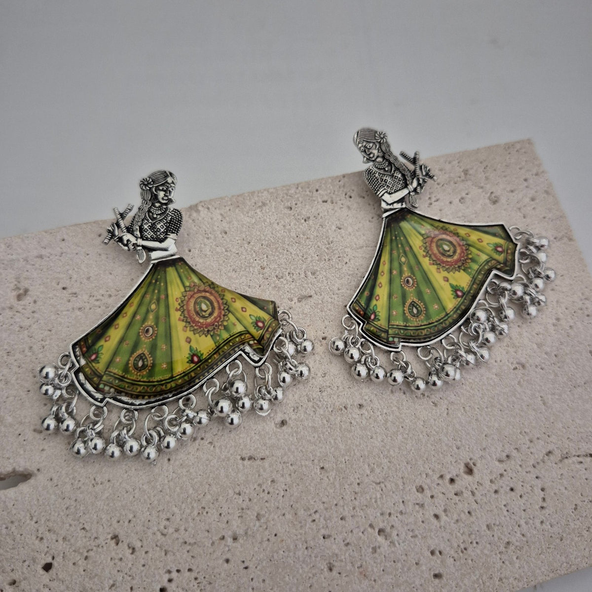 Navratri Dancing Doll Dandiya Earrings, Garba Dancer Jhumki