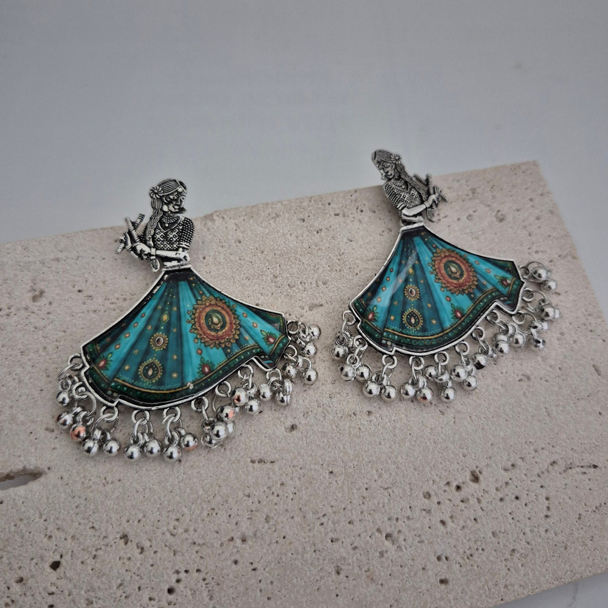Navratri Dancing Doll Dandiya Earrings, Garba Dancer Jhumki