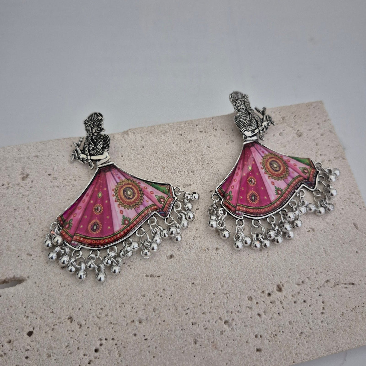 Navratri Dancing Doll Dandiya Earrings, Garba Dancer Jhumki