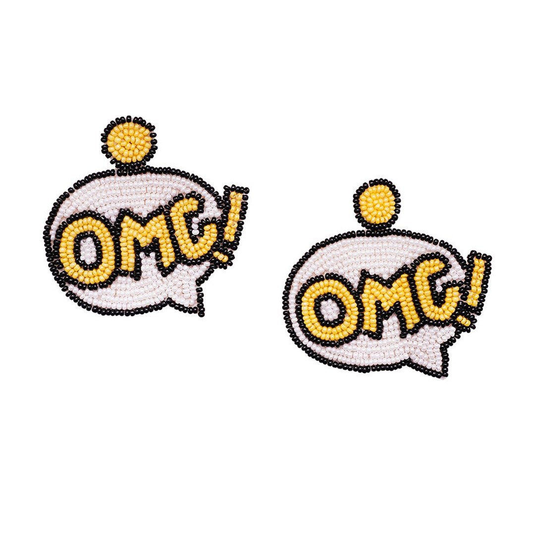 OMG Earrings, Emoji Earrings, Beaded Earrings, Oh My God Earrings, Handmade Earrings (MSAF1004)