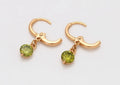 Olive Green Zirconia Stone Studded Earrings, 14k Gold Plated Drop & Dangle Earrings For Women