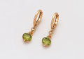 Olive Green Zirconia Stone Studded Earrings, 14k Gold Plated Drop & Dangle Earrings For Women