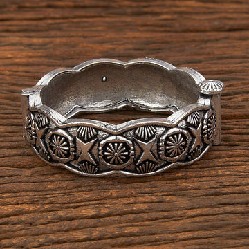 Openable Kada, Oxidised Silver-plated Kada Bracelet (MKAN1006)