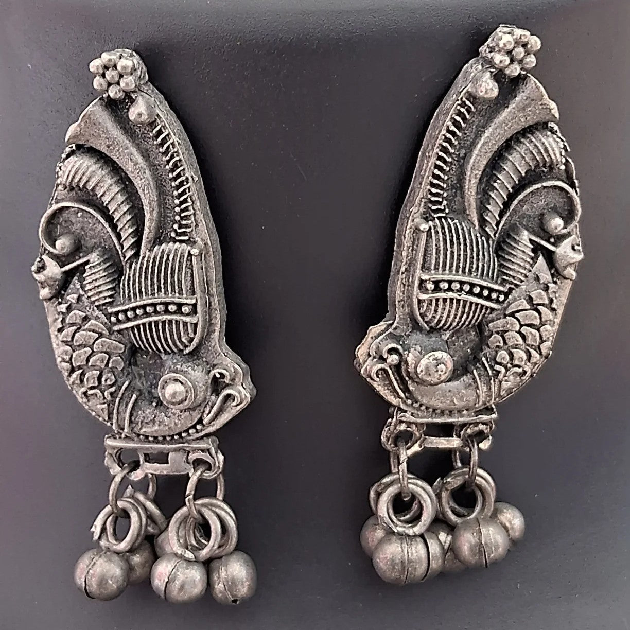 Oxidised Silver-Plated Antique Choker With Earrings