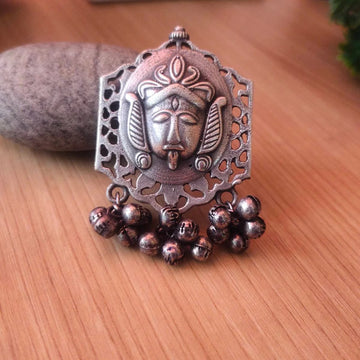 Oxidised Silver-Plated Goddess Kali Maa Ring