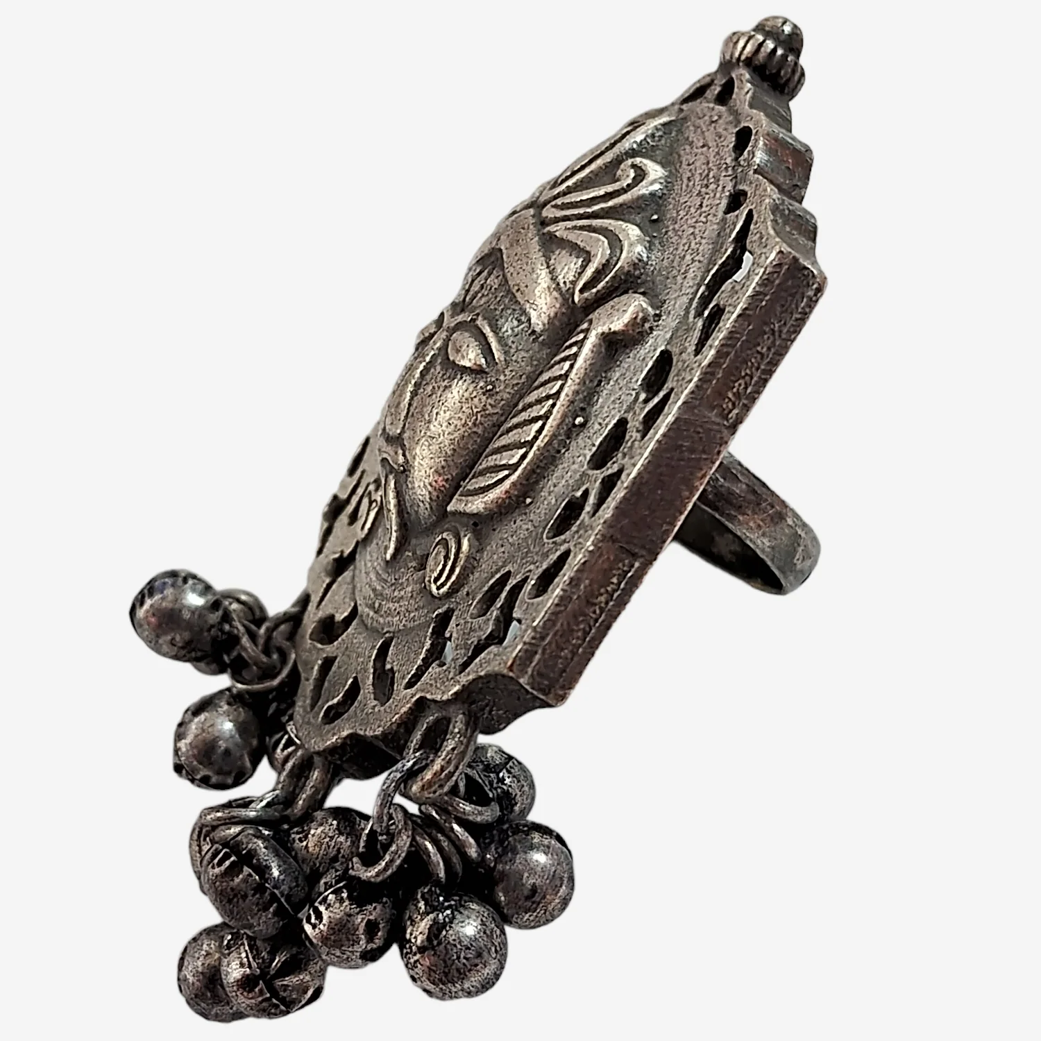Oxidised Silver-Plated Goddess Kali Maa Ring