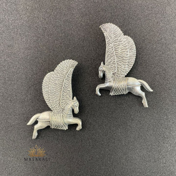 Oxidised Silver-Plated Pegasus Winged Horse Earrings