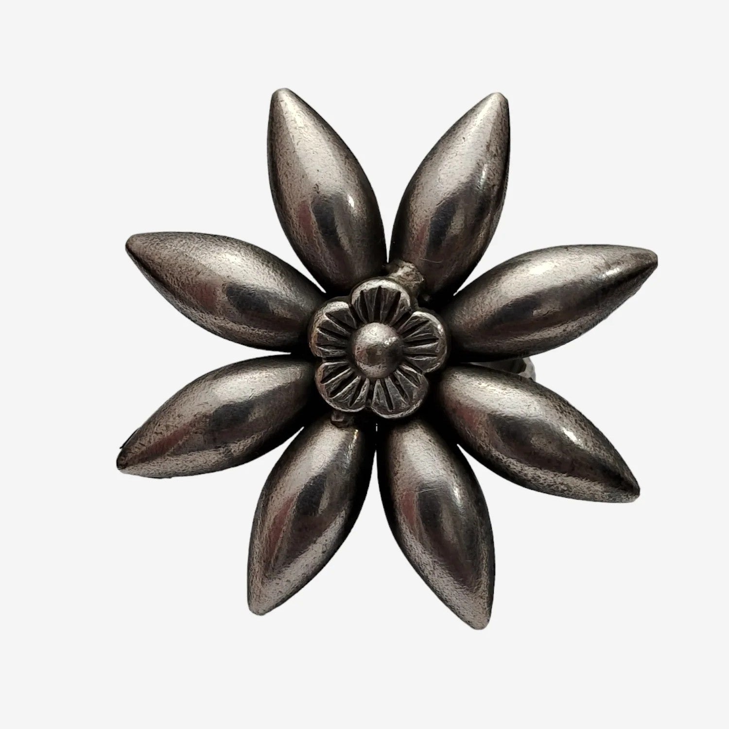 Oxidised Silver Flower Shaped Finger Ring