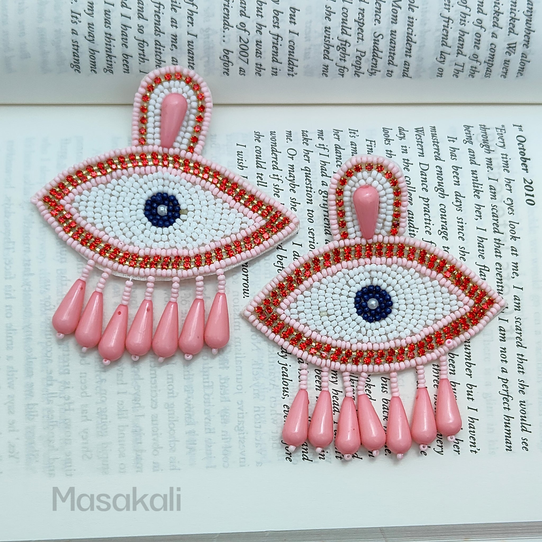 Pink Evil Eye Earrings, Handmade Quirky Jewellery (MSAF1005)