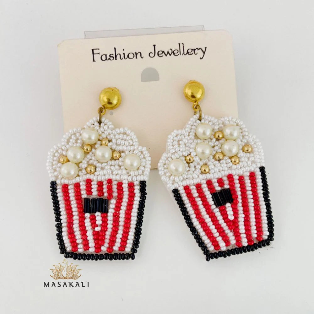 Popcorn Beaded Handmade Quirky Earrings