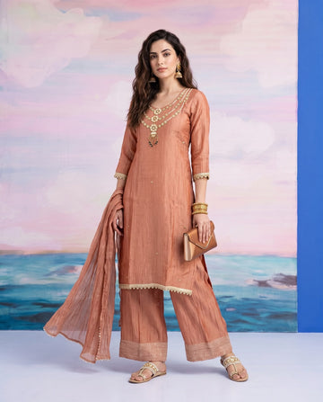 Premium Salsa Fabric Festive Wear 3-Piece Suit Set with Handwork