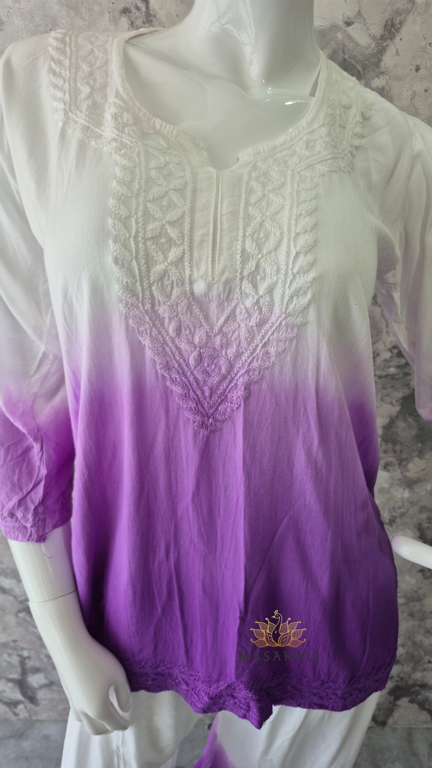 Purple Ombre Chikankari Embroidered Co-ord Set