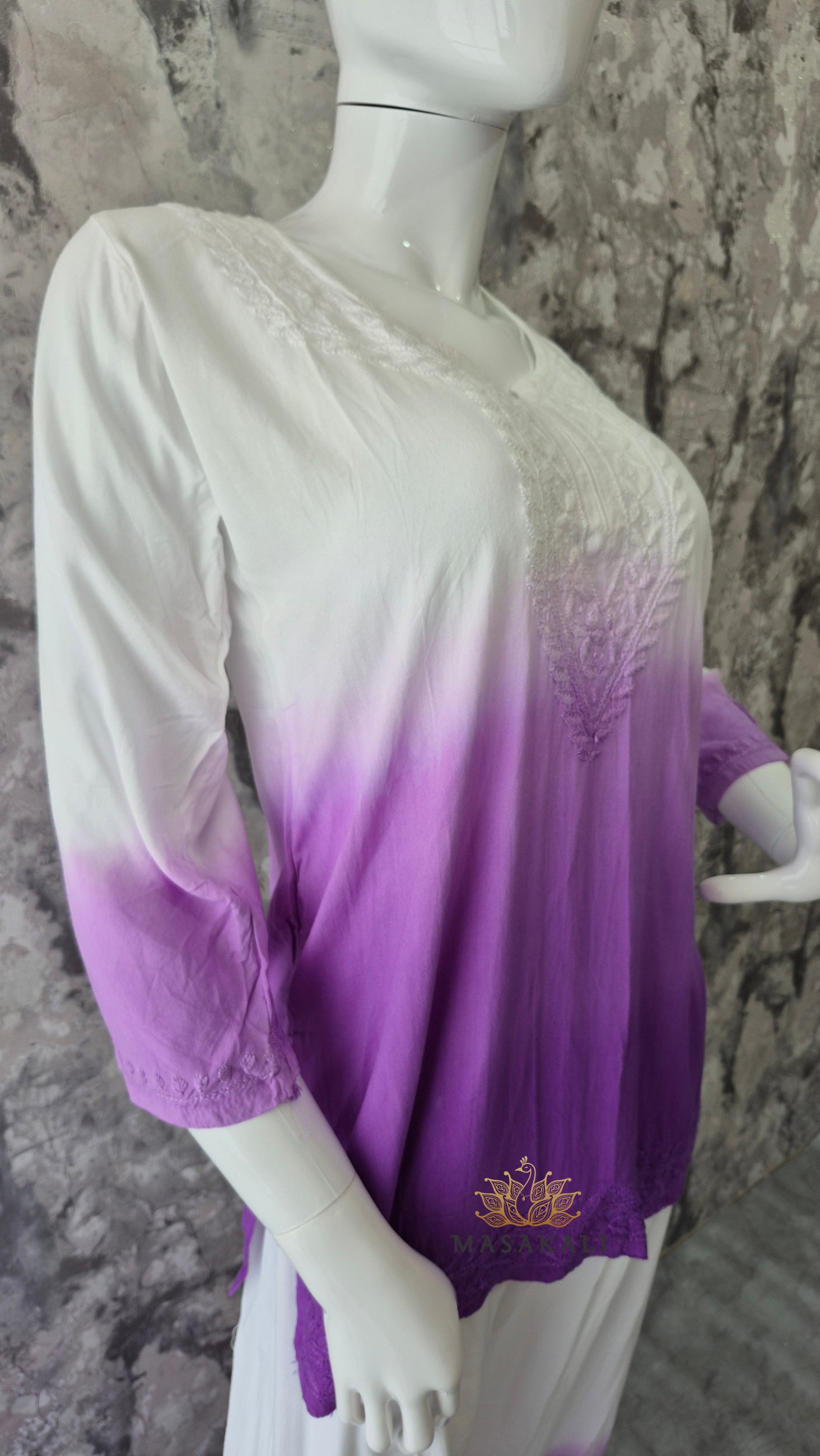 Purple Ombre Chikankari Embroidered Co-ord Set