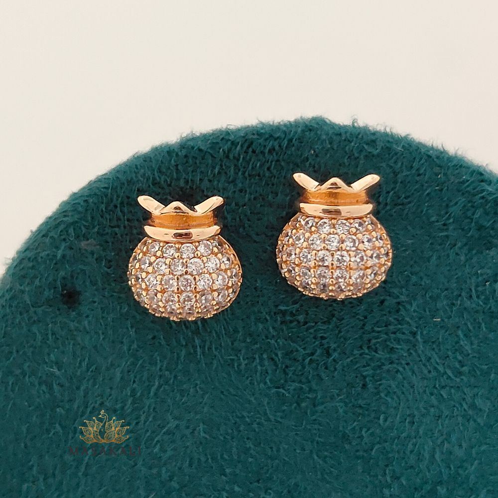 Rose Gold-Plated AD Stone-Studded Anti-Tarnish Stud Earrings