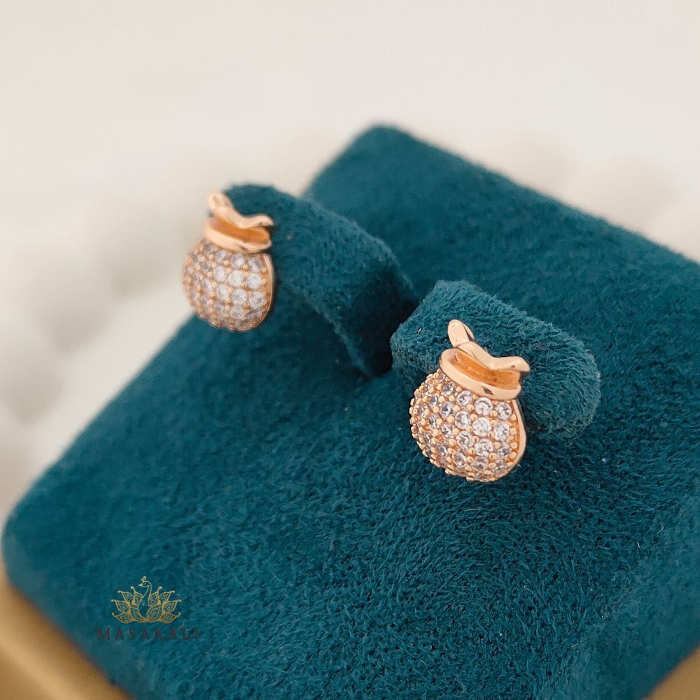 Rose Gold-Plated AD Stone-Studded Anti-Tarnish Stud Earrings