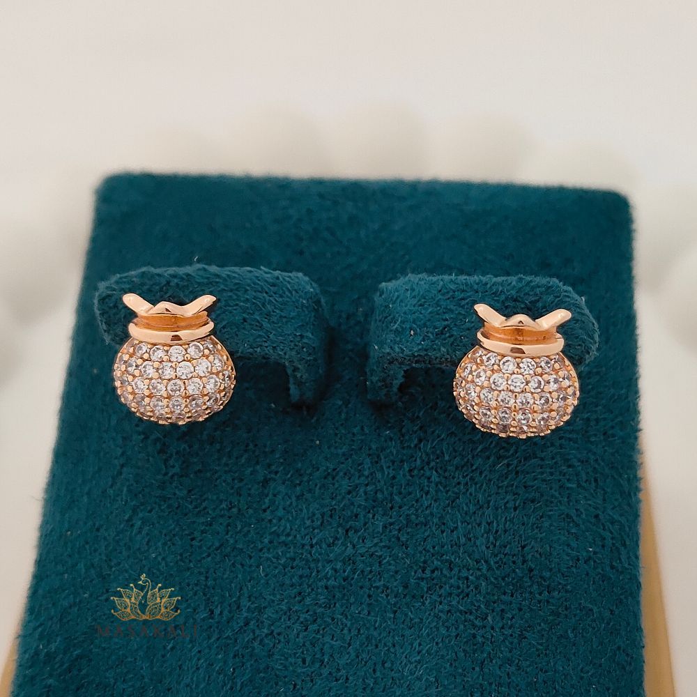 Rose Gold-Plated AD Stone-Studded Anti-Tarnish Stud Earrings