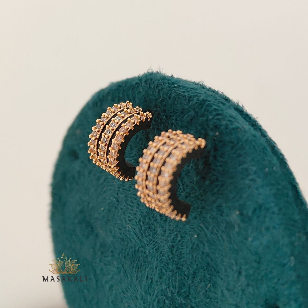 Rose Gold-Plated AD Studded Korean Ear Cuff Earrings