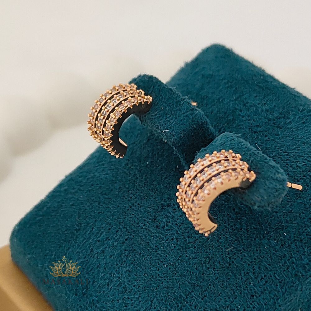 Rose Gold-Plated AD Studded Korean Ear Cuff Earrings
