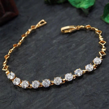 Rose Gold-Plated American Diamond Studded Tennis Bracelet (MBRCLET4)