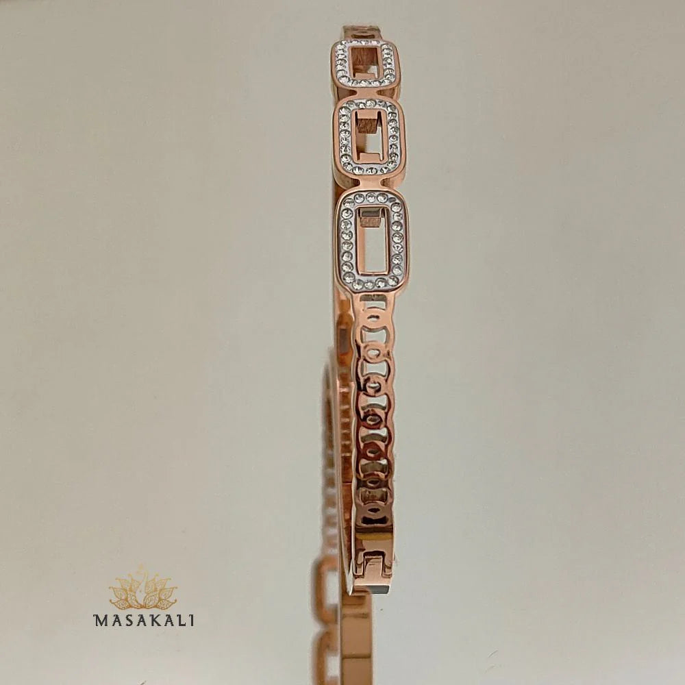 Rose Gold-Plated Anti-Tarnish Rhinestone Embellished Bracelet (MBAWES15)