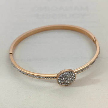 Rose Gold-Toned Anti-Tarnish AD Embellished Openable Bracelet