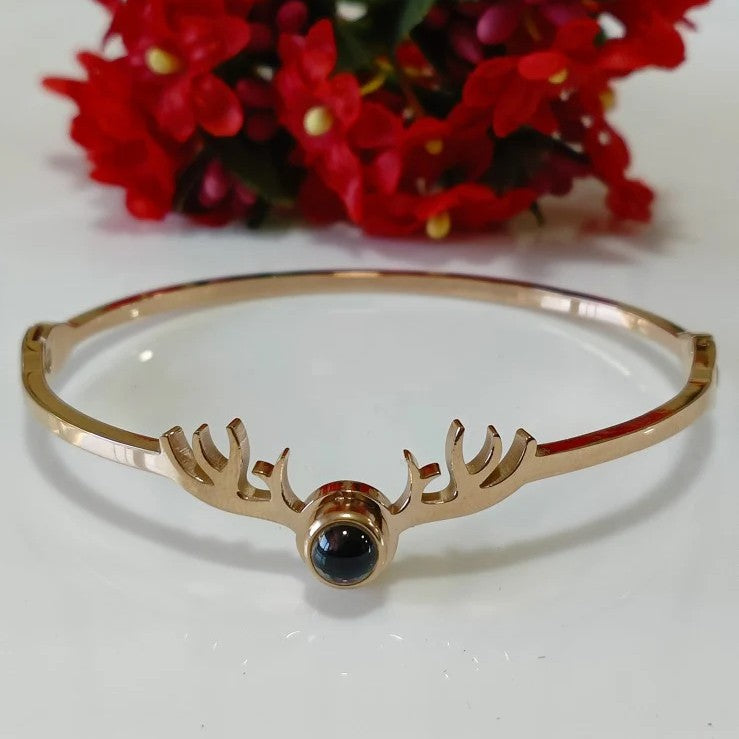 Rose Gold Anti-Tarnish Deer Antler Shaped Kada Bracelet (MBAWES17)