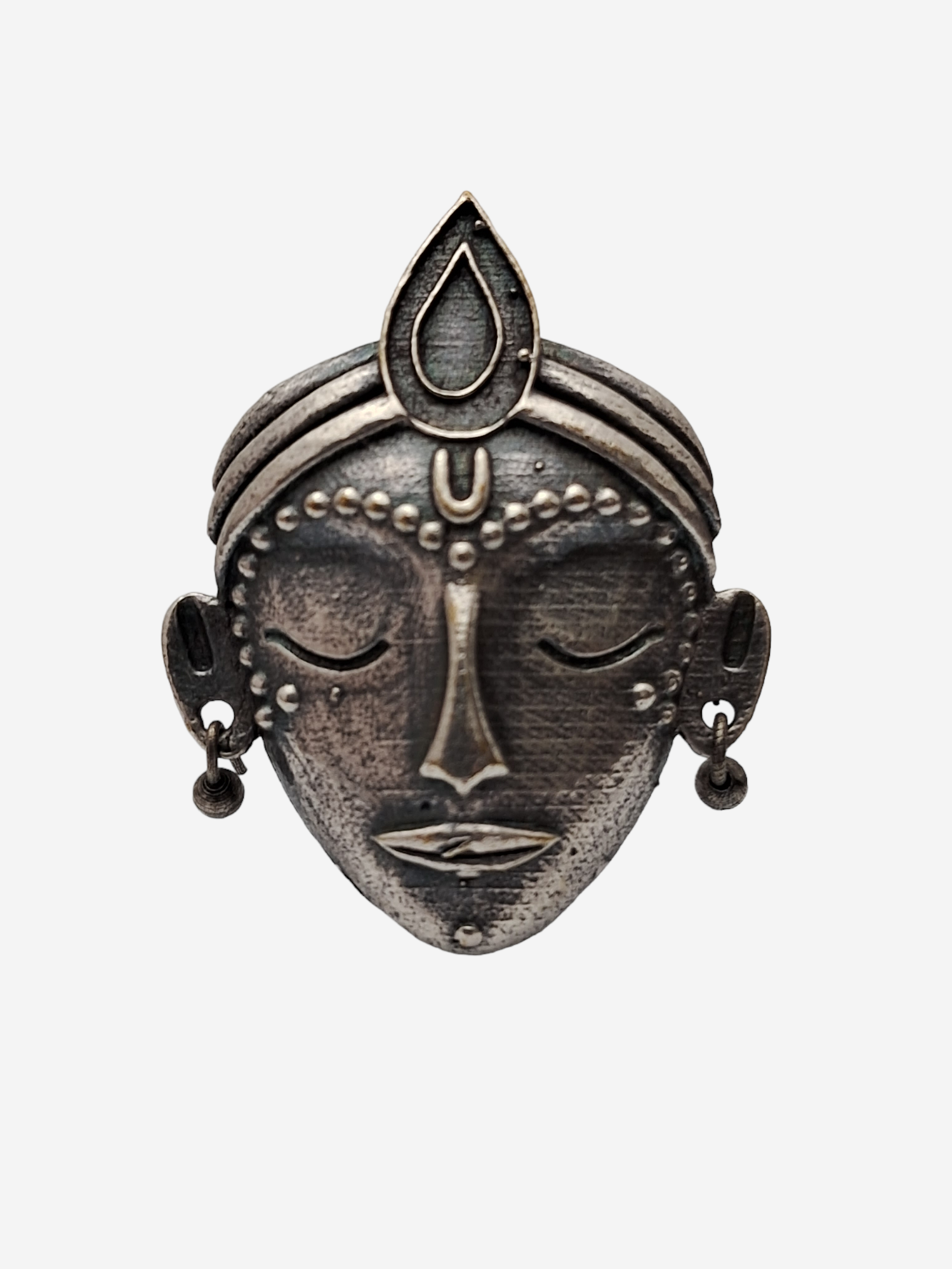 Shri Krishna Ring, Silver Oxidised Krishna Face Design Anguthi